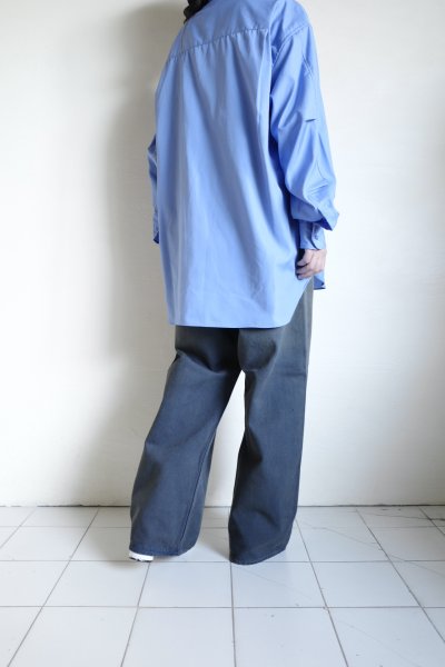 画像15: FOLL       washed broad daily shirt・blue (15)