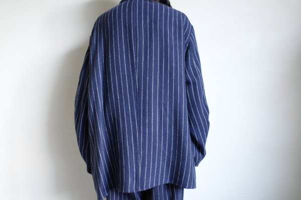画像13: FOLL       khadi cotton stripe jacket・navy (13)