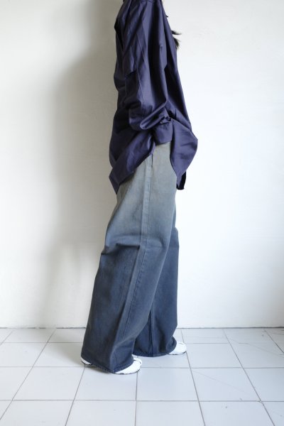 画像12: FOLL       washed broad daily shirt・navy (12)