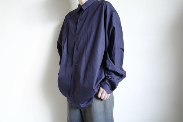 画像13: FOLL       washed broad daily shirt・navy (13)