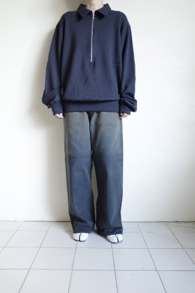 画像14: FOLL       superfine cotton sweat halfzip・navy (14)