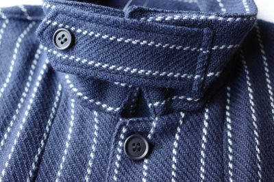 画像2: FOLL khadi cotton stripe jacket・navy