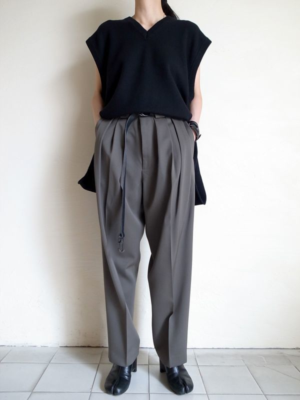 stein 19aw double wide trousers BR.KHAKI