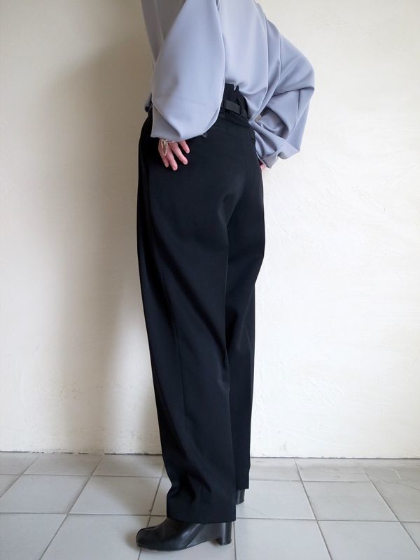 stein TWO TUCK WIDE TROUSERS・BLACK-