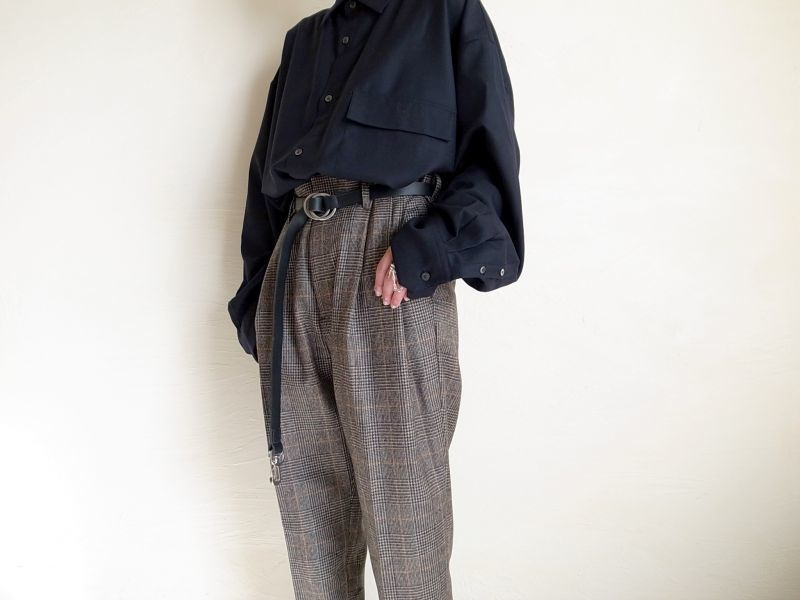 stein TWO TUCK WIDE TROUSERS BLACK