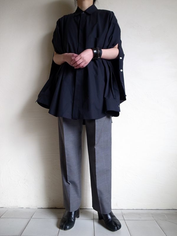 stein FLY FRONT SLEEVE OVERSIZED SHIRT・MID NIGHT - tity