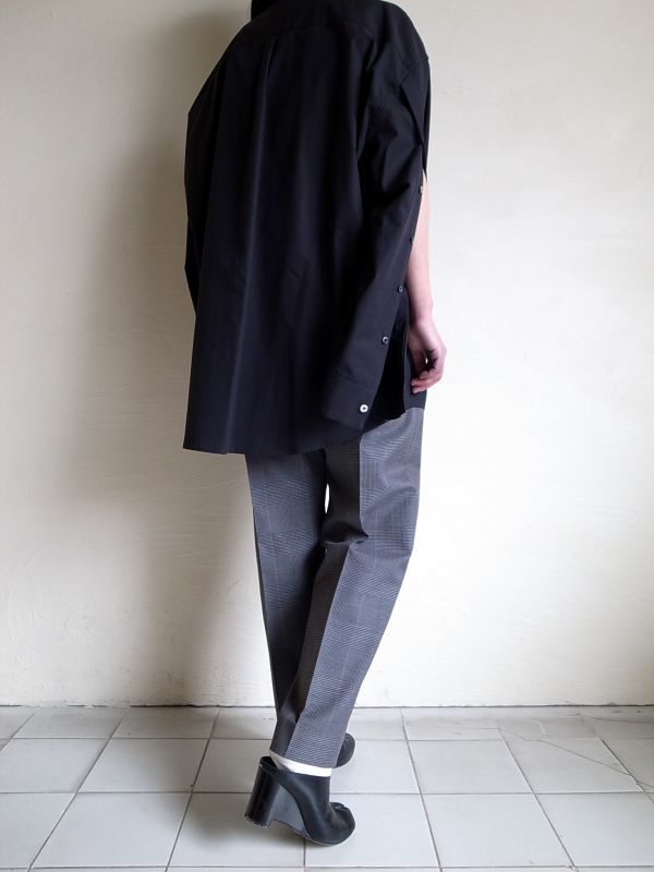 stein FLY FRONT SLEEVE OVERSIZED SHIRT・BLACK - tity