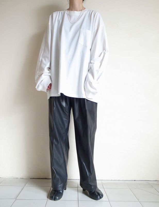 stein OVERSIZED LONG SLEEVE POCKET TEE・WHITE - tity