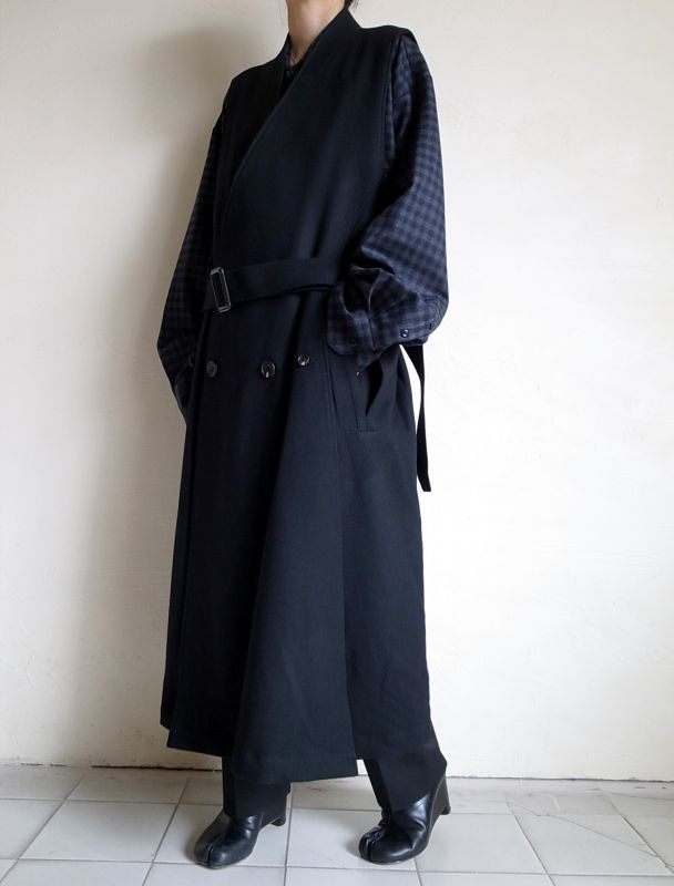 stein OVERSIZED LINEAR NO COLLAR COAT・BLACK - tity