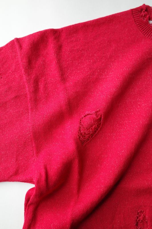 stein 21ss oversized damaged knit red