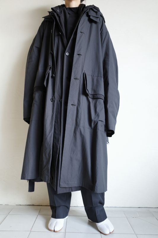 stein 21ss oversized layered hooded coat