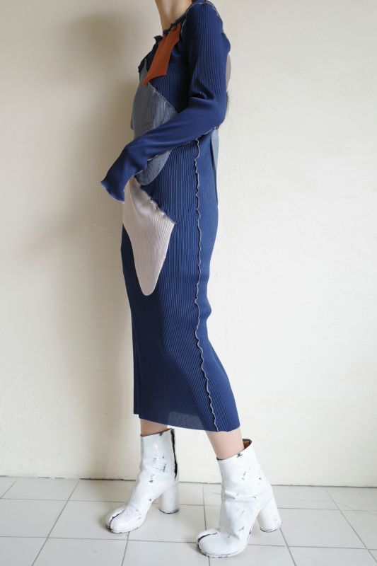 kotoha yokozawa コトハヨコザワ pleats long sleeve dress・navy - tity