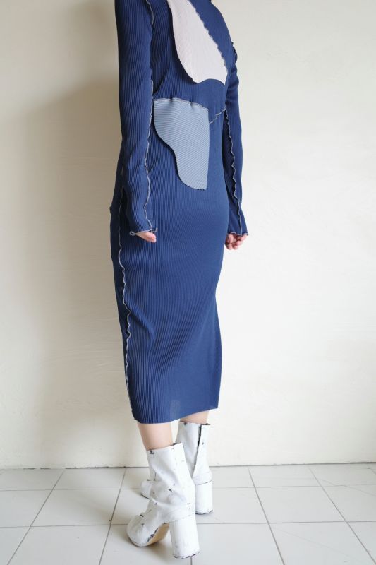 kotoha yokozawa コトハヨコザワ pleats long sleeve dress・navy - tity