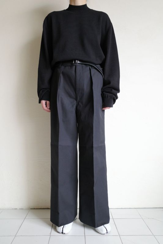 INTERIM インテリム COTTON GABARDINE 1-TUCK BAGGY SLACKS - tity