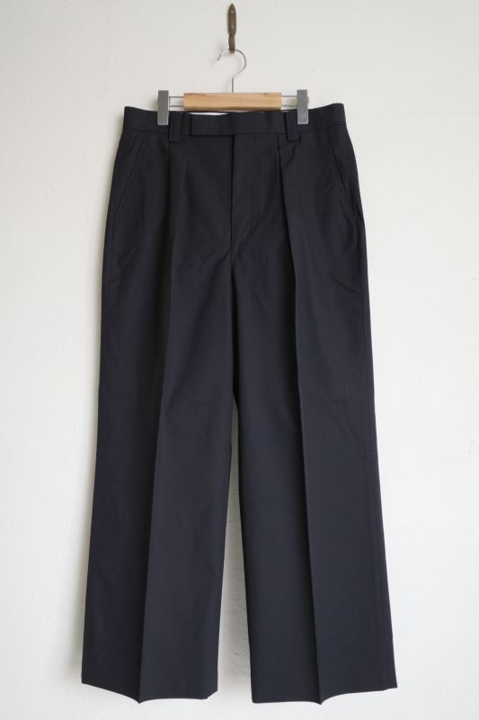 INTERIM インテリム COTTON GABARDINE 1-TUCK BAGGY SLACKS - tity