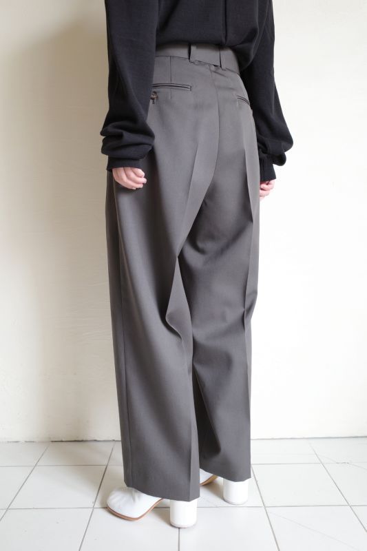 stein BELTED WIDE STRAIGHT TROUSERS・GREY KHAKI - tity