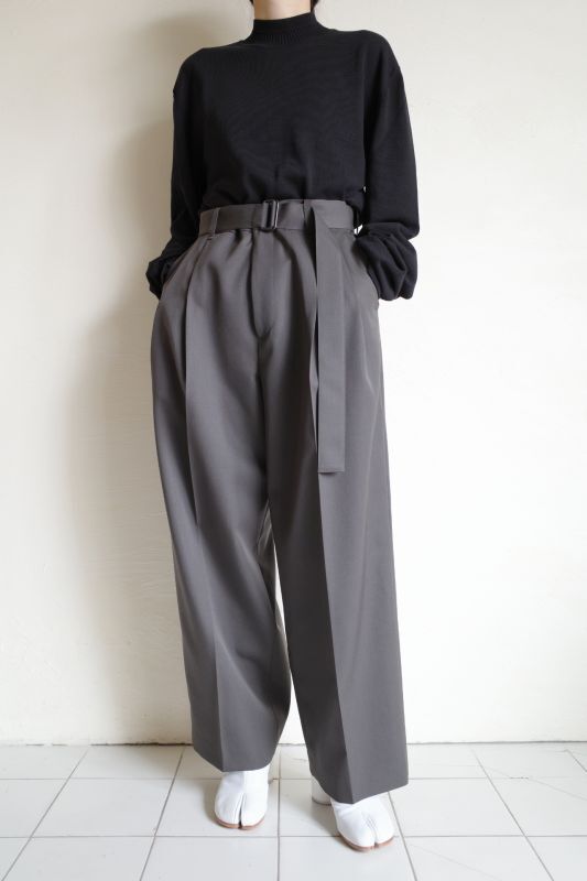 stein BELTED WIDE STRAIGHT TROUSERS・GREY KHAKI - tity