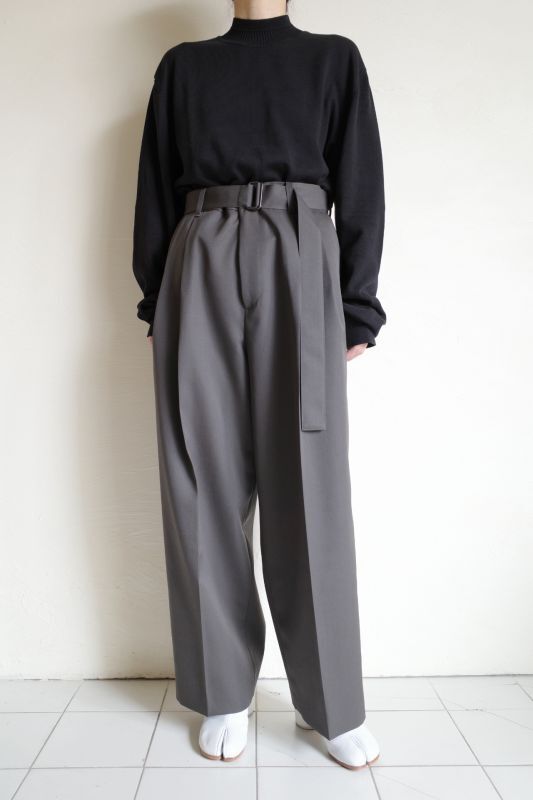 steinstein BELTED WIDE STRAIGHT TROUSERS