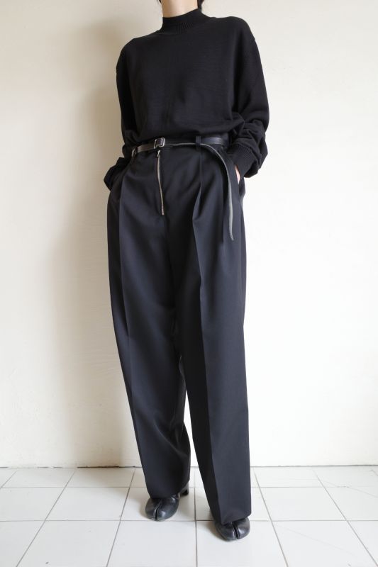 stein EX WIDE TAPERED BARE ZIP TROUSERS・BLACK - tity