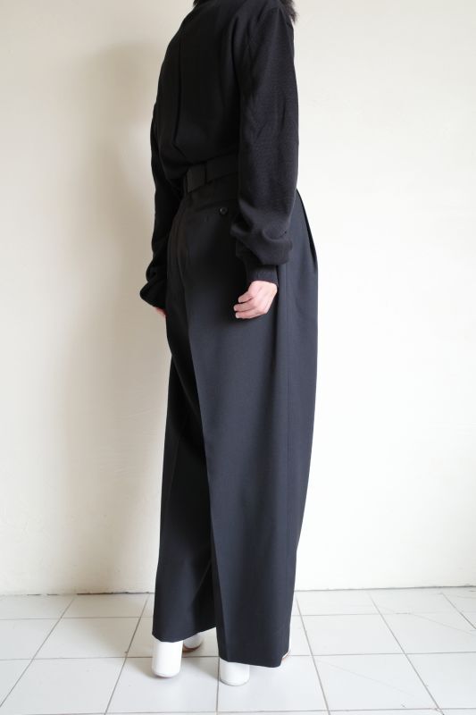 stein BELTED WIDE STRAIGHT TROUSERS・BLACK - tity