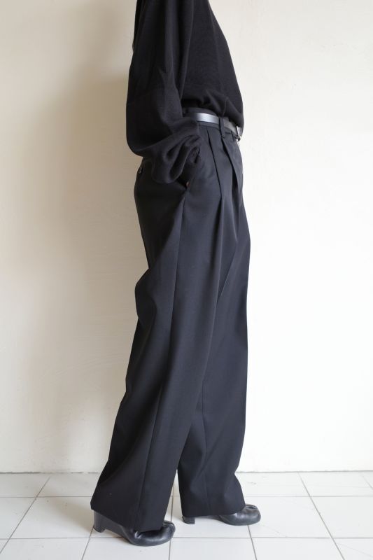 stein EX WIDE TAPERED BARE ZIP TROUSERS・BLACK