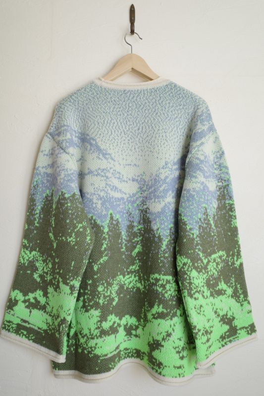 WATARU TOMINAGA landscape jaquard knit sweater・neon green - tity