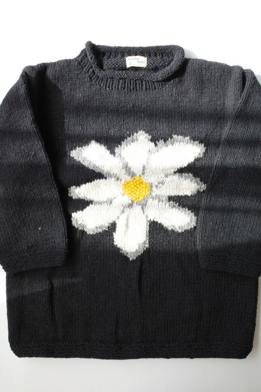 MacMahon Knitting Mills Roll Ncek Knit Flower・BLACK - tity