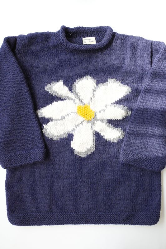 MacMahon Knitting Mills Roll Ncek Knit Flower・NAVY