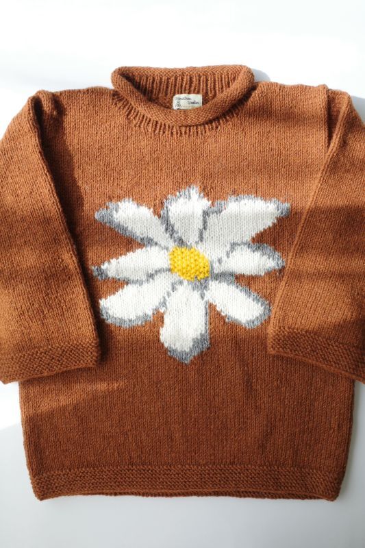 MacMahon Knitting Mills Roll Ncek Knit Flower・BROWN