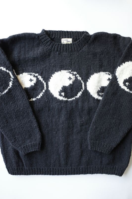 MacMahon Knitting Mills Line Yin&Yang Crew Ncek Knit・BLACK