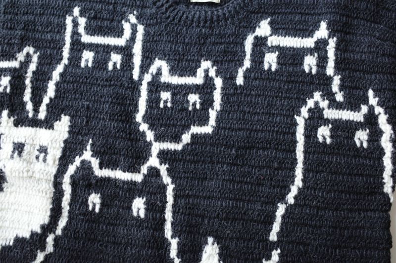MacMahon Knitting Mills Crew Ncek Knit Cats・BLACK - tity