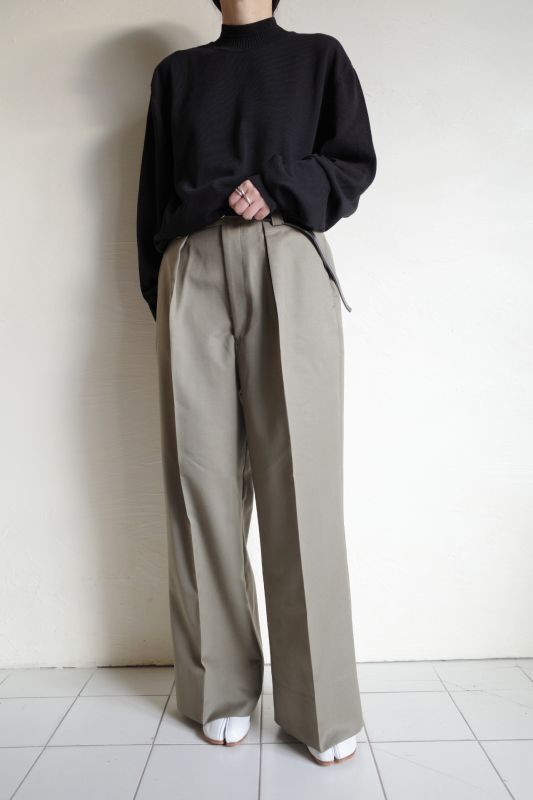 INTERIM インテリム WOOL MOHAIR GABERDINE 1-TUCK BAGGY SLACKS