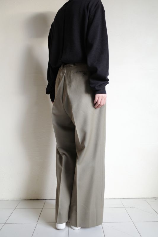 WOOL MOHAIR GABERDINE 1TUCK BAGGY SLACKS