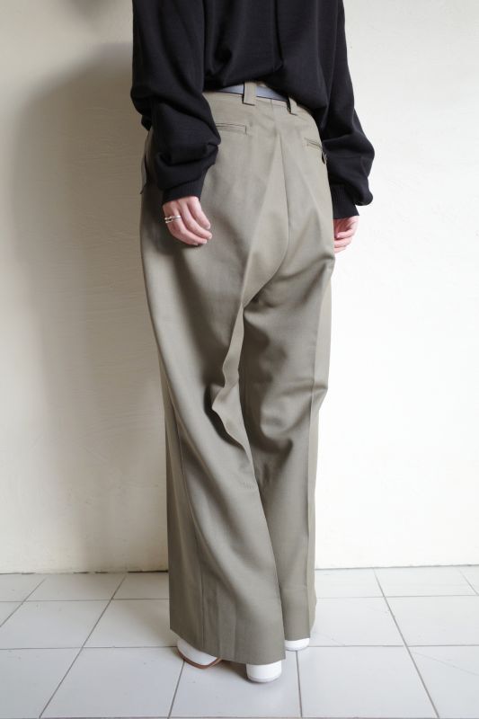 INTERIM インテリム WOOL MOHAIR GABERDINE 1-TUCK BAGGY SLACKS