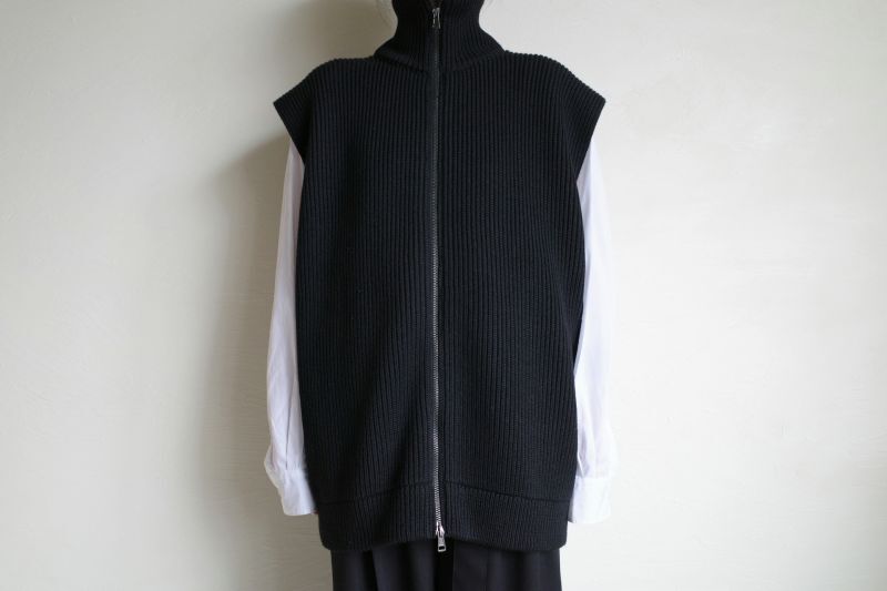 INTERIM インテリム HYPER BIG HAND FRAMED DRIVERS ZIP KNIT VEST