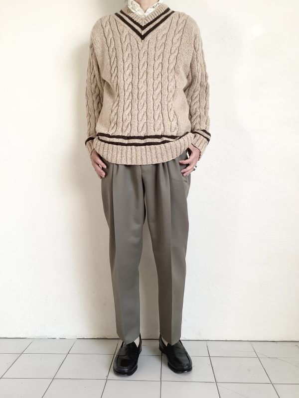 INTERIM インテリム WOOL MOHAIR GABERDINE 2 TUCK WIDE TAPERED