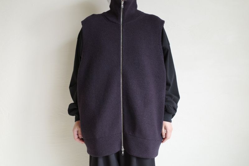 stein OVERSIZED DRIVERS KNIT ZIP VEST・DARK NAVY - tity