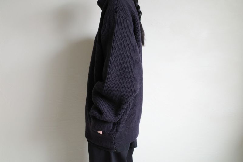 stein OVERSIZED DRIVERS KNIT ZIP JACKET・DARK NAVY - tity