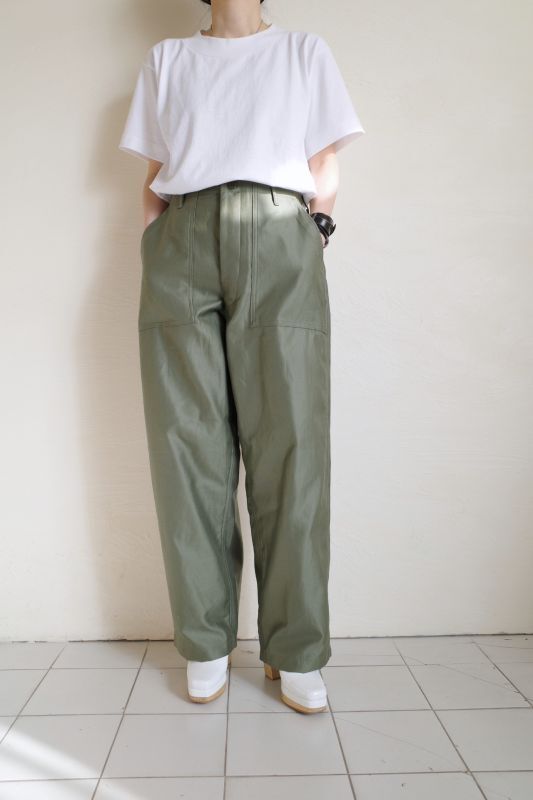 INTERIM インテリム GIZA BACK SATIN BAKER PANTS・OLIVE - tity