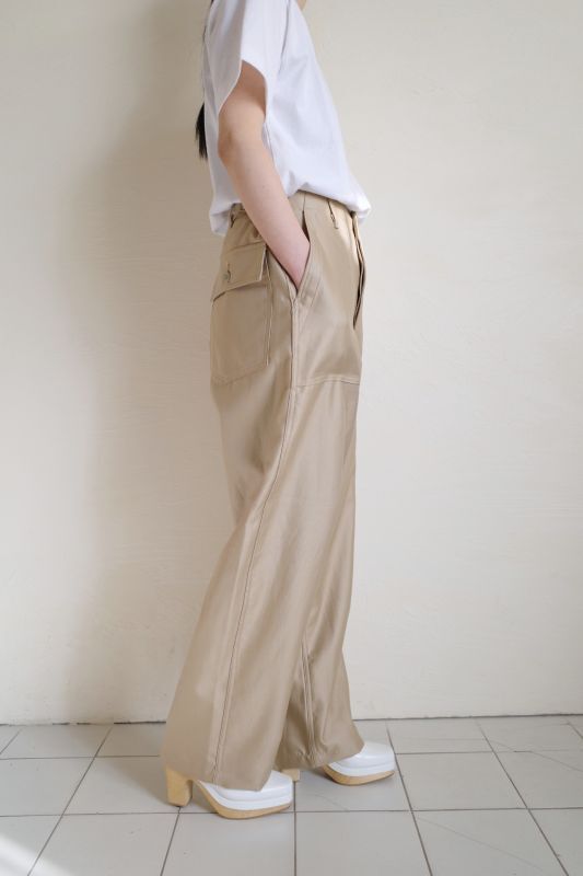 INTERIM インテリム GIZA BACK SATIN BAKER PANTS・BEIGE - tity