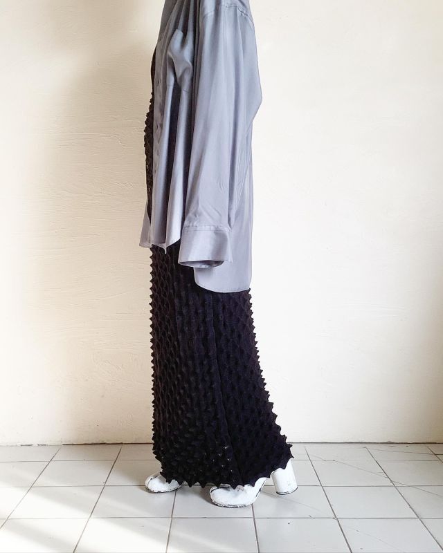 OPEN SESAME CLUB dorian long skirt・BLACK