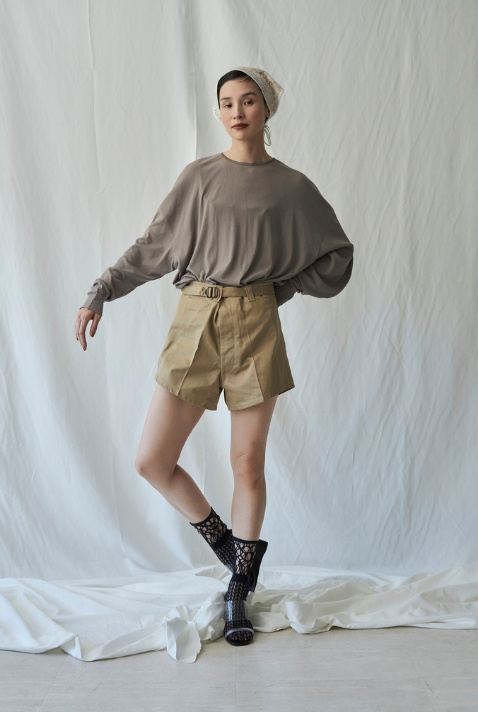 Mediam Sheer rib top・MOCHA - tity