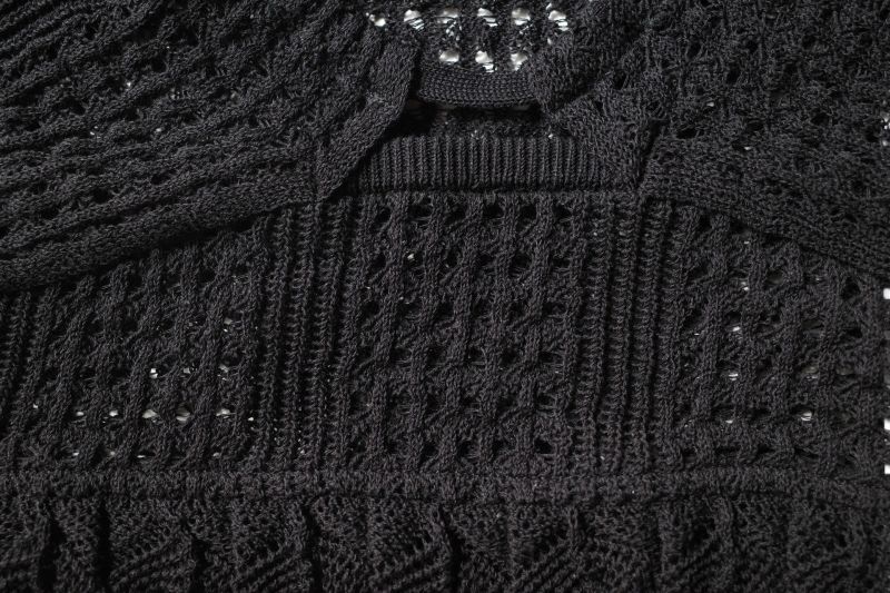 Mediam Knit Lace Halter Tops・BLACK - tity