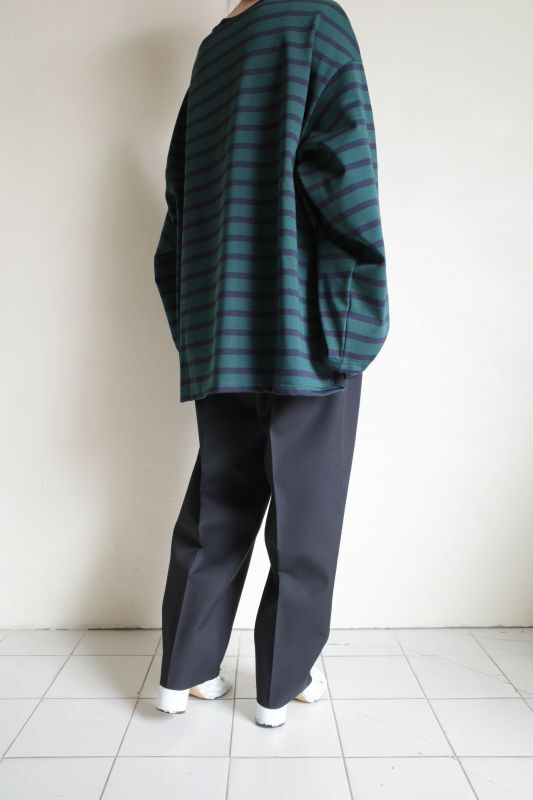 INTERIM インテリム HYPER BIG SUVIN GIZA BASQUE BORDER SHIRT・GRN