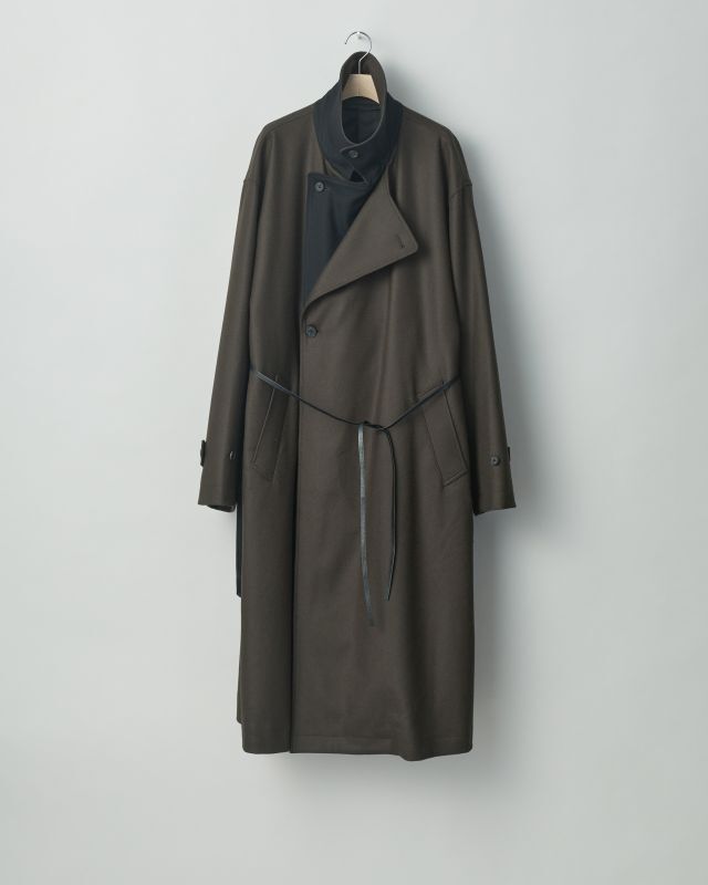 stein DOUBLE LAPELED DOUBLE BREASTED COAT・MILITARY KHAKI×BLACK - tity