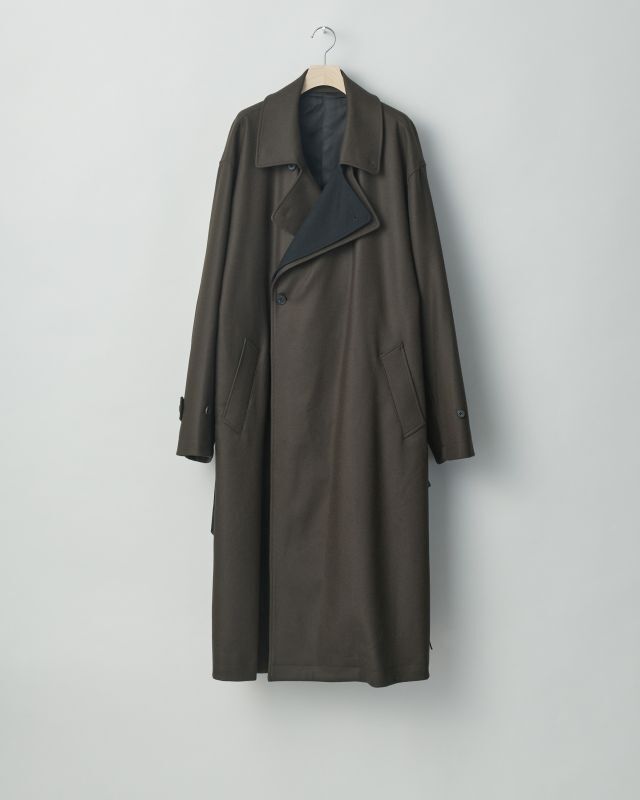 stein DOUBLE LAPELED DOUBLE BREASTED COAT・MILITARY KHAKI×BLACK - tity