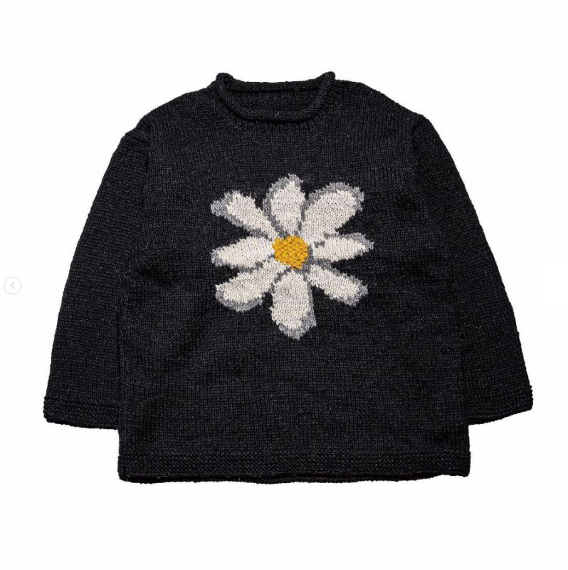 MacMahon Knitting Mills Roll Neck Knit-Flower ・BLACK - tity
