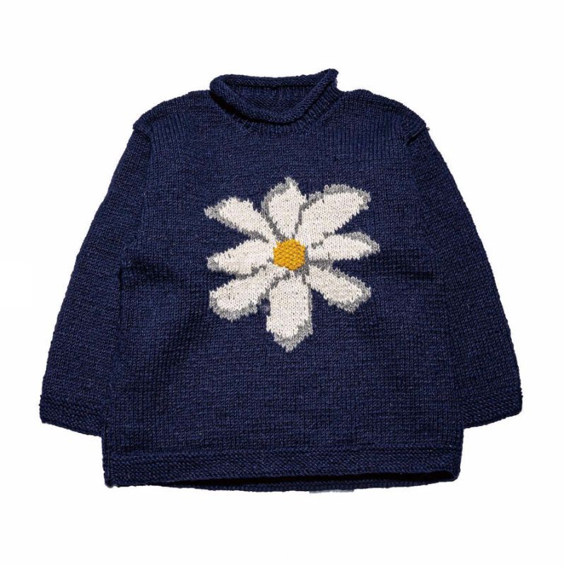 MacMahon Knitting Mills Roll Neck Knit-Flower ・NAVY - tity