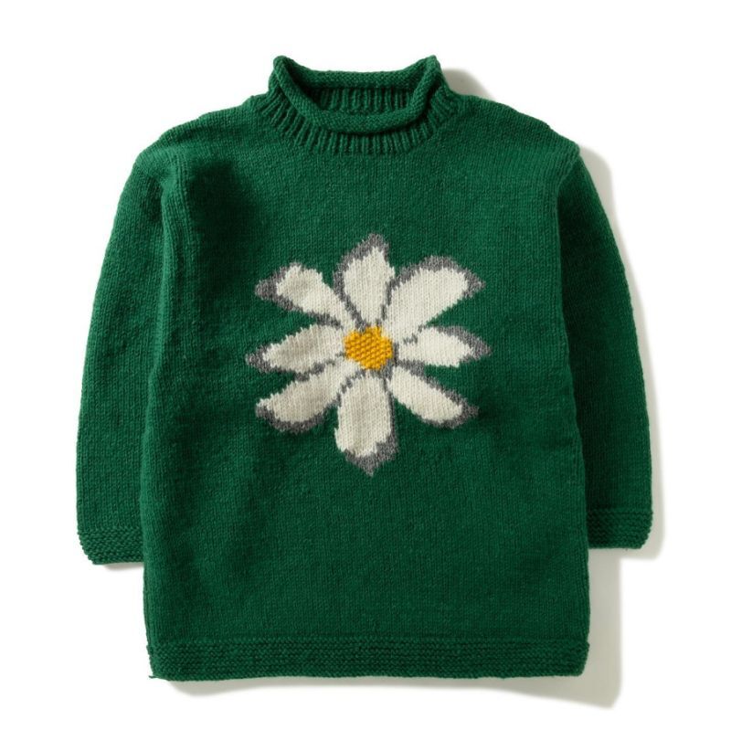 MacMahon Knitting Mills Roll Neck Knit-Flower ・GREEN - tity