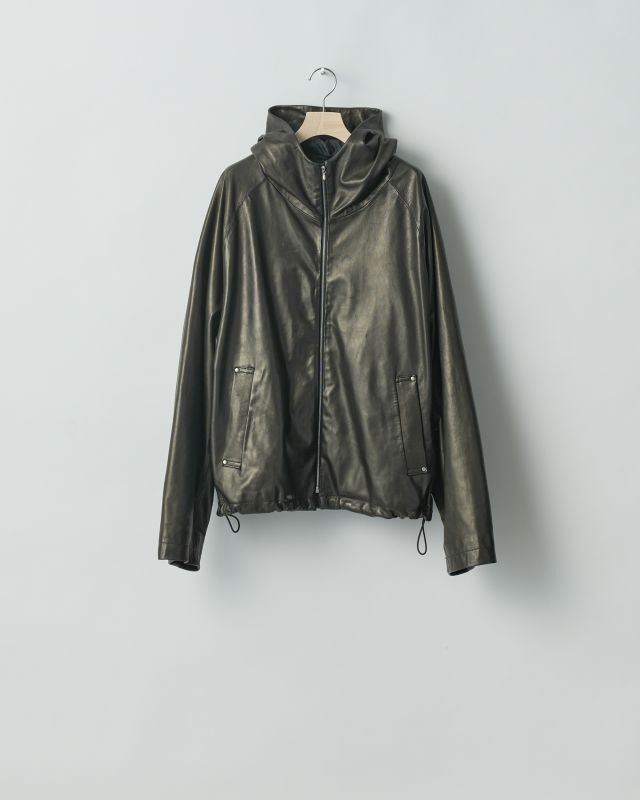 stein LEATHER HOODED SHORT JACKET・BLACK - tity